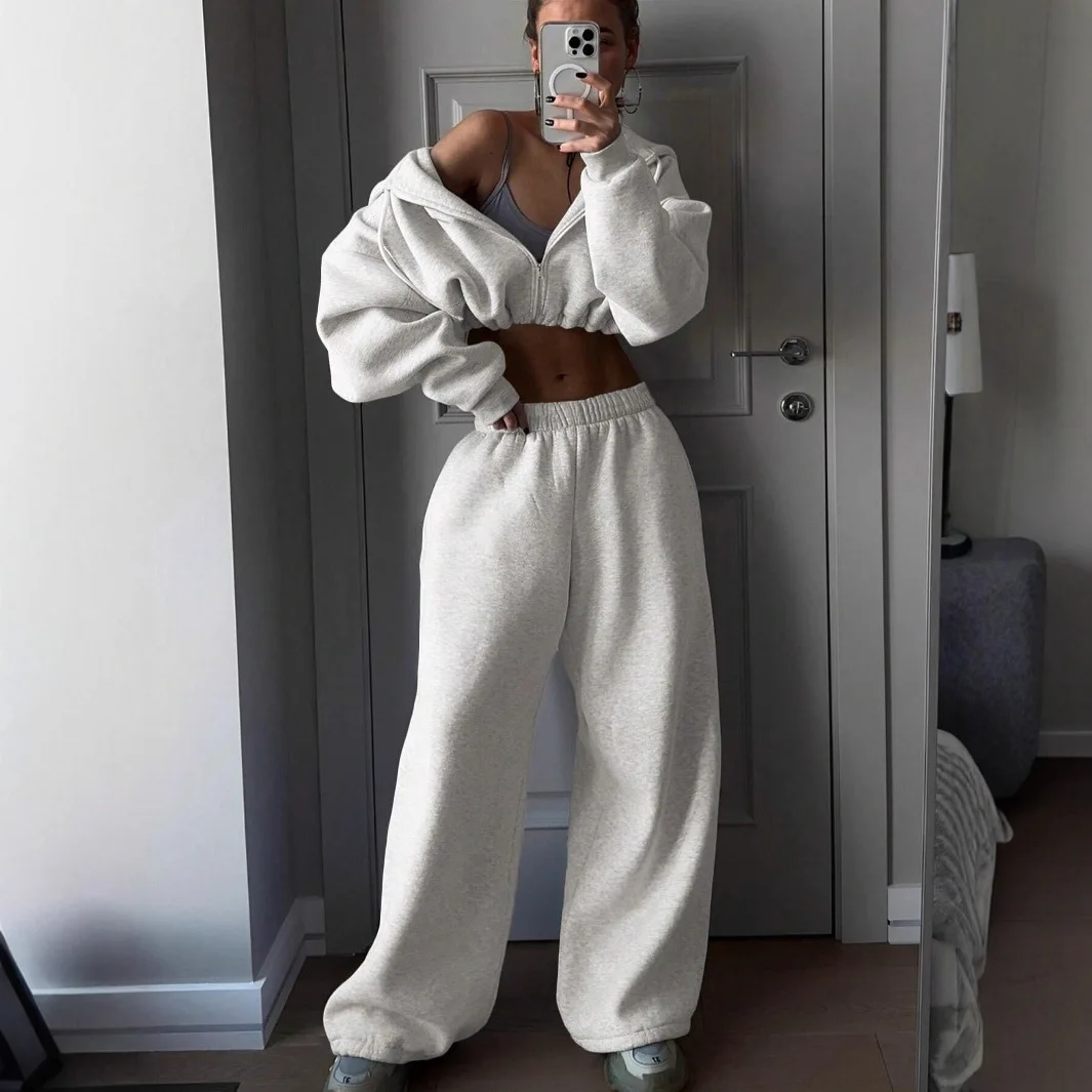 2026 Autumn And Winter New Models, Europe, America, Women's Fashion Long-sleeved Sports And Leisure Sweater Set Two-piece Set