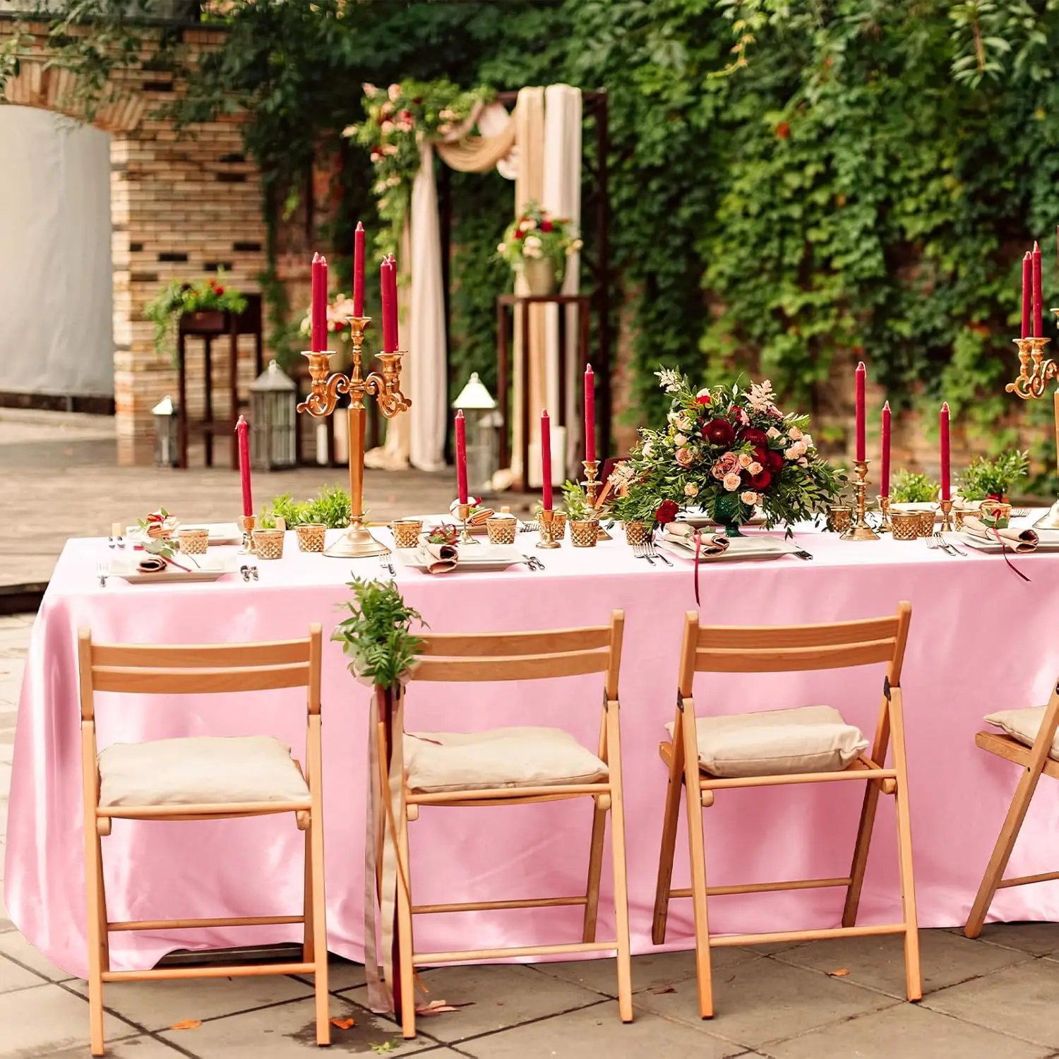 Tovaglia rettangolare in raso rosa, tovaglia per matrimoni, per Natale, Capodanno, eventi di compleanno, decorazioni per banchetti, sala da pranzo in casa