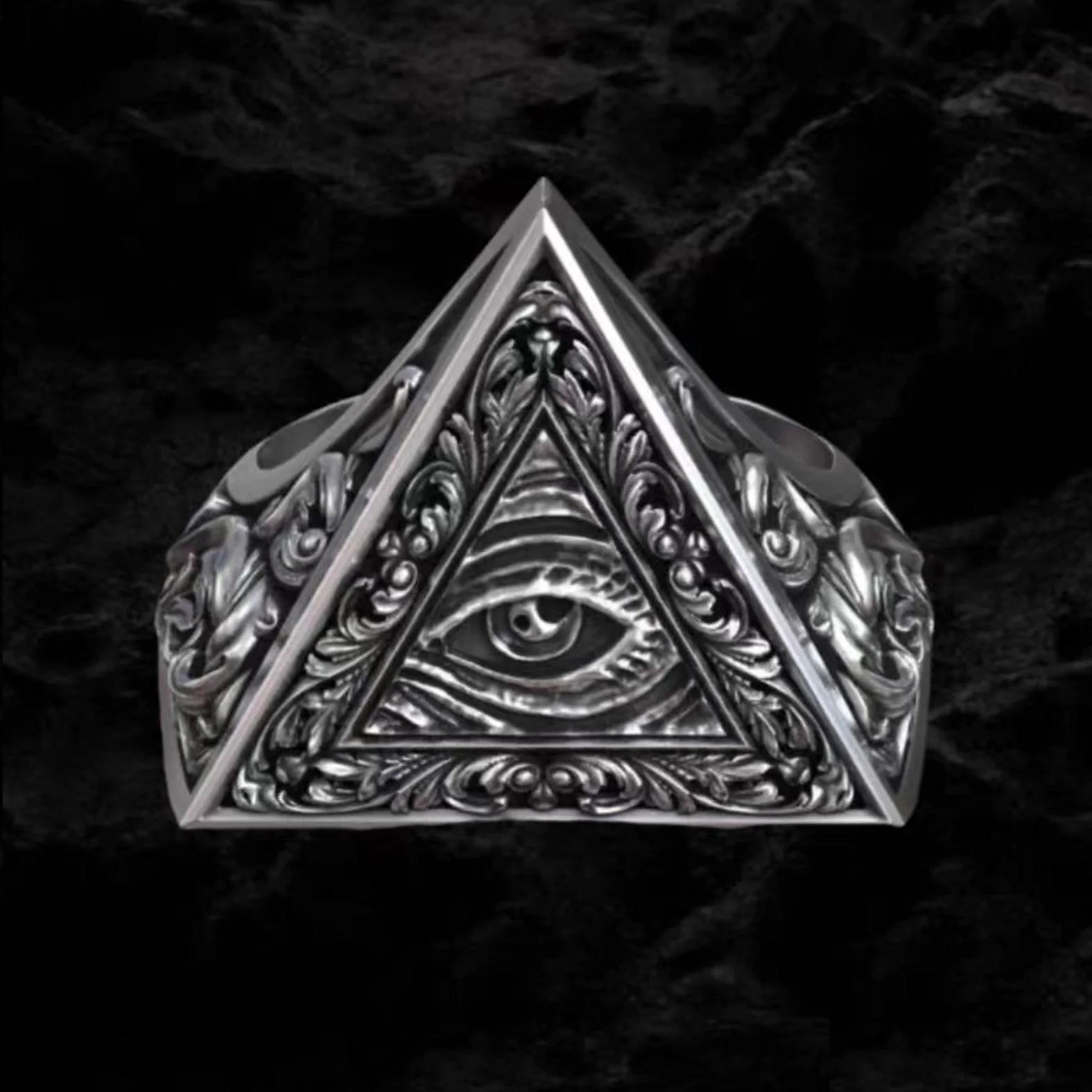 All Seeing Eye Ring 925 Sterling Silver Vintage Men's Ring