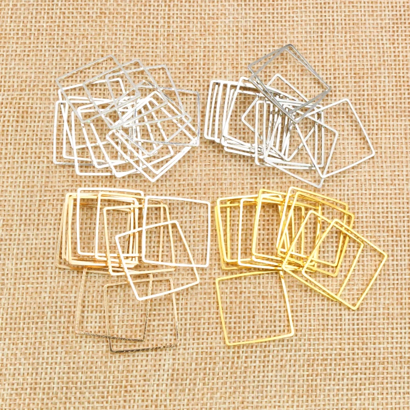 15 20 25 mm Brass Closed Square Ring Earring Wires Hoops Pendant Connectors Rings For DIY Jewelry Making Supplies Accessories