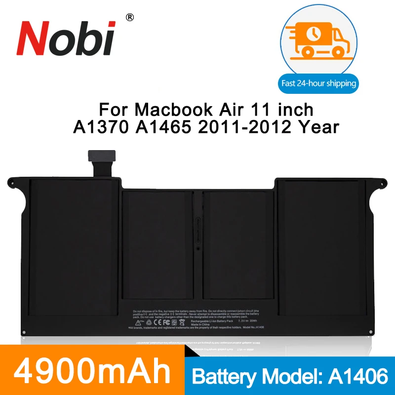 Nobi-Bateria do portátil para Apple MacBook Air, Bateria do notebook, A1405, A1406, A1495, 13 em, 11 em, A1369, A1466, A1370, A1465, A1465, 2013-2017, Novo