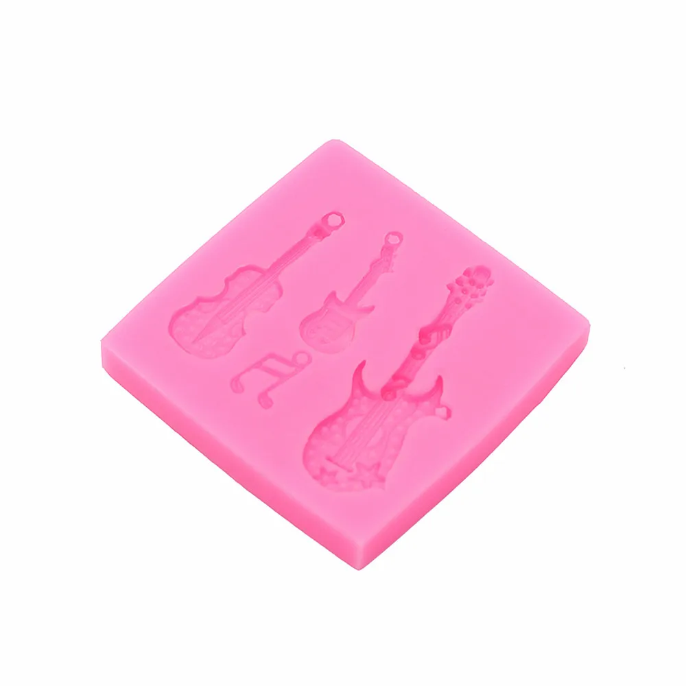 Notes Guitar Elastic Mold Resin Clay Candy Chocolate Baking Bakery Bakery Chocolate Biscuits DIY Handmade Kitchen Baking Gadgets