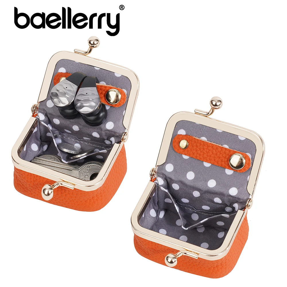 Baellerry Leather Mini Jewelry Case Organizer for Earrings Rings, Small Wallet with Zipper Pocket for Coin Airpods, Cute Portabl