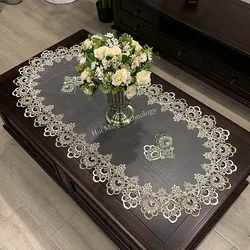 Tablecloth For Tea Table Mat Dining Table Cover Oval White Europe Embroidered Polyester Flower Living Room Lace Home Decoration