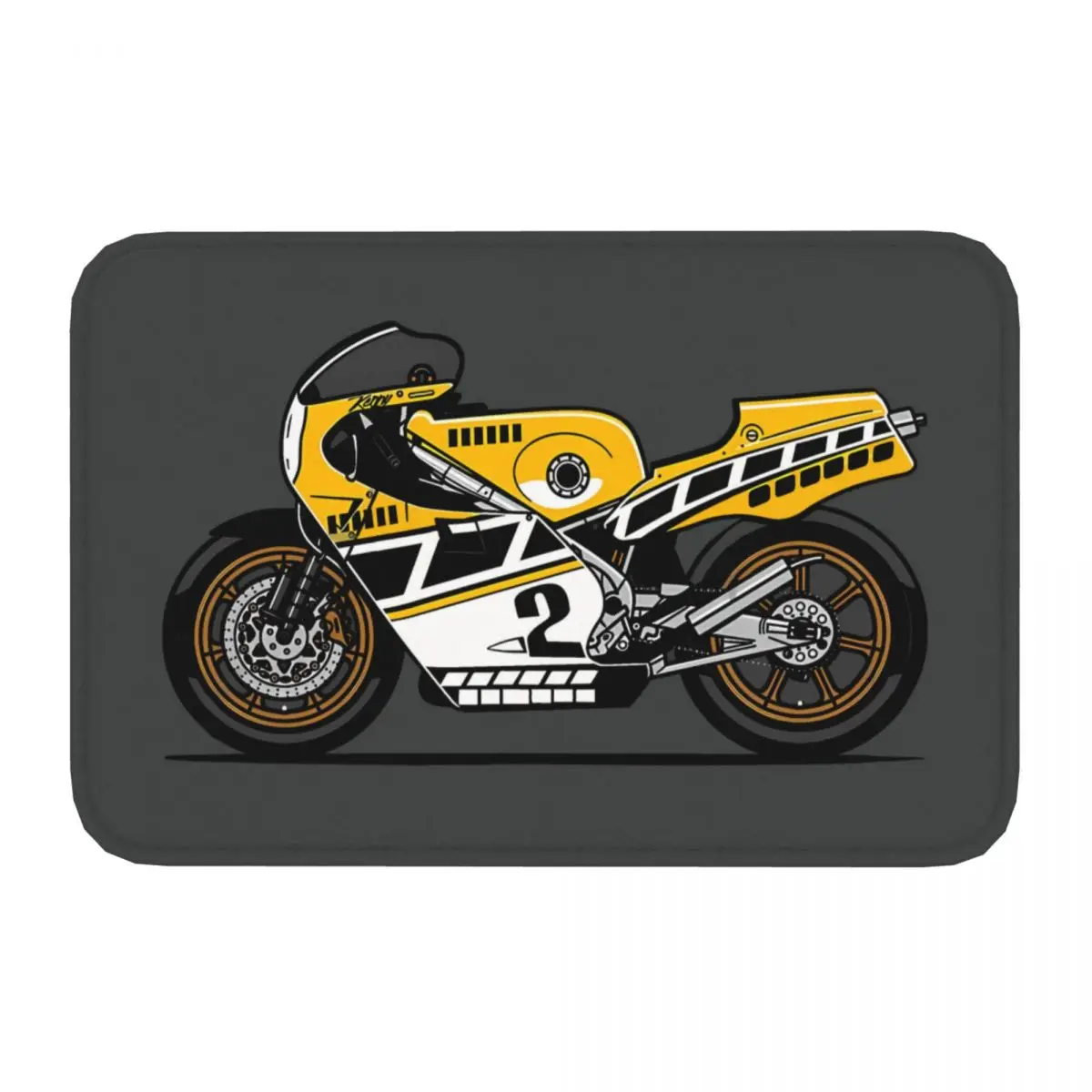 Motorcycle Cartoon Bath Non-Slip Carpet YZR500 Kenny Roberts Race Bedroom Mat Entrance Door Doormat Home Decoration Rug