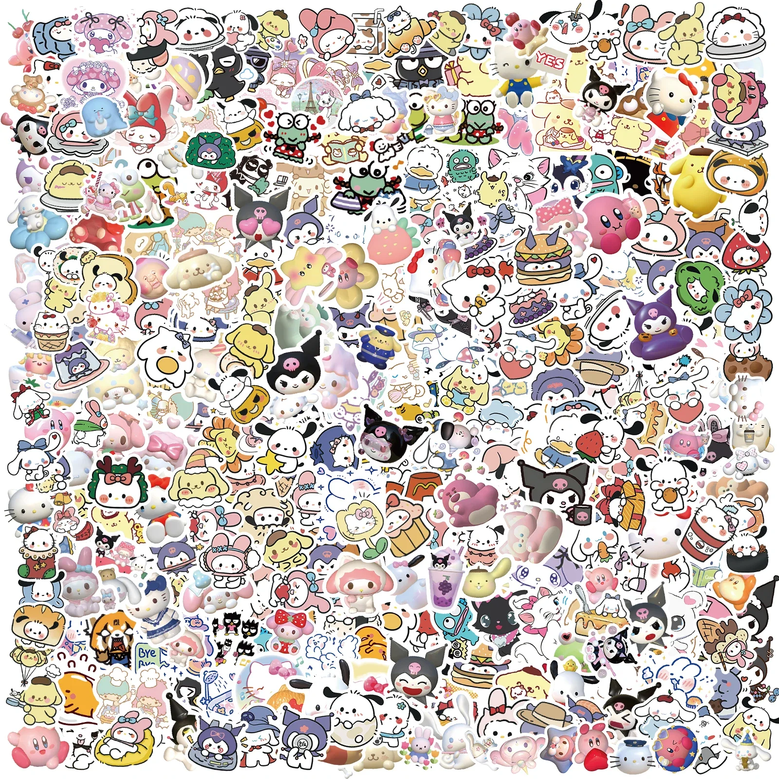 100/200/300Pcs Kawaii Sanrio Kuromi Melody Hello Kitty Stickers Laptop Mobile Phone Luggage Waterproof Cartoon Sticker Decals