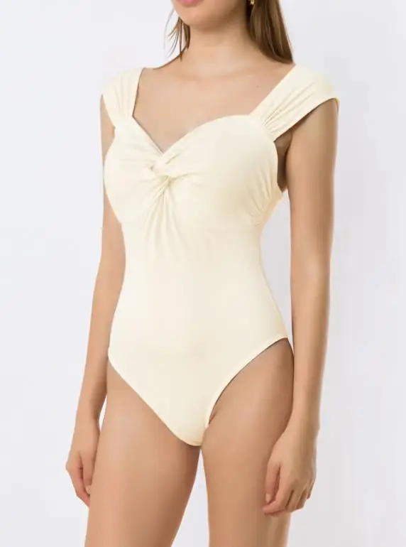 

Square Neck Wide Shoulder Strap Twisted Design Solid Color Jumpsuit Fresh and Elegant Slim Fit Top