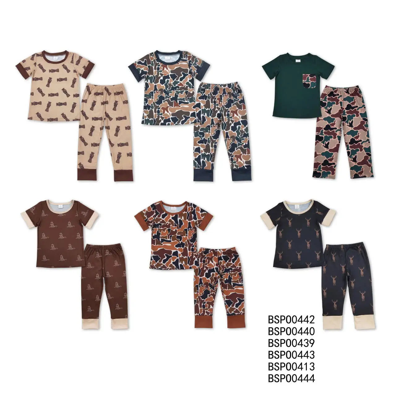 

Kids Boutique Clothes Short Sleeve Top With Pants Set Camouflage Print Toddler Boys Outfits