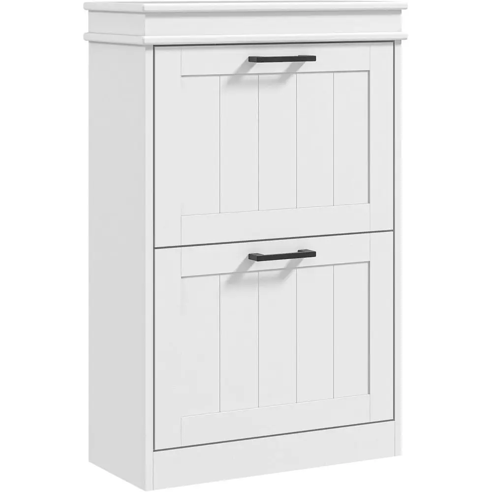 

Slim Standing Shoe Storage Cabinet with Adjustable Shelves for Entryway and Hallway in White