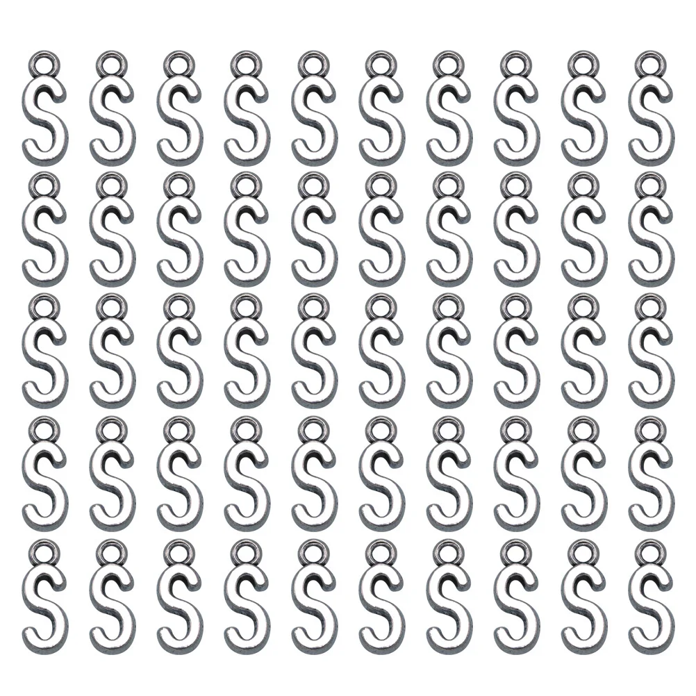 

50Pcs S Alphabet Pendant Alloy Charms DIY Jewelry Making Accessories for Necklace Bracelet Earrings Keychain Decoration
