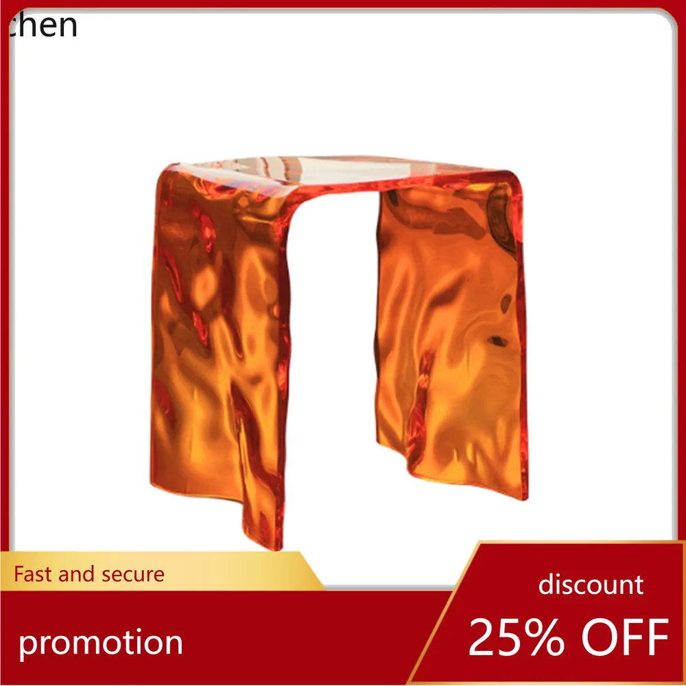 CZ Acrylic Shoe Changing Chair Transparent Bathroom Stool Wave Pattern Internet Celebrity Ins Vanity Stool