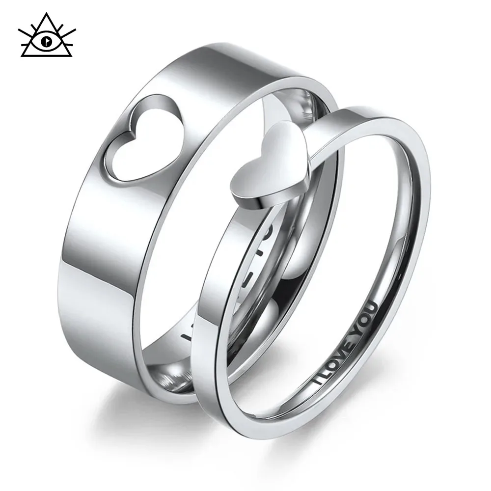 

Japanese Simple Hollow Heart-shaped Couple Ring Ring Men And Women Proposal Engagement I LOVE YOU Rings