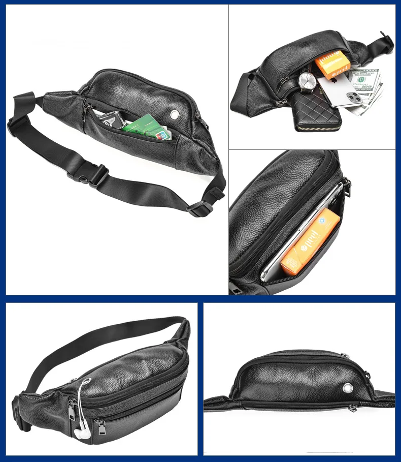 Men's Genuine Leather Chest Bag back view