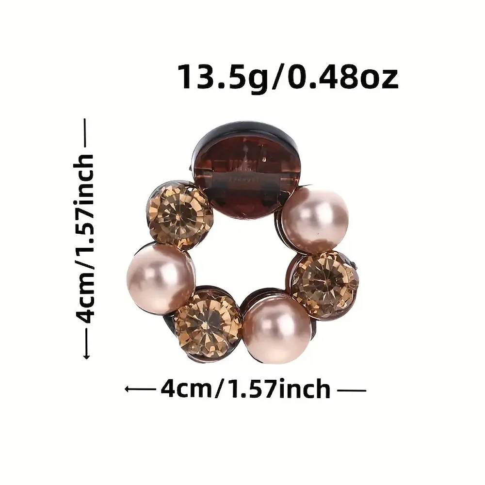 Fashion Rose Flower Hair Claw Faux Pearl Crystal Acrylic Jaw Clips Women Girls Non-Slip Ponytail Holder Hairpins Casual Headwear