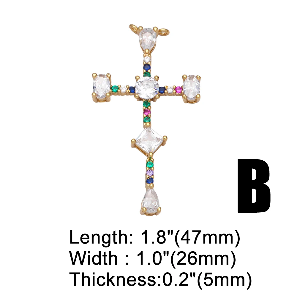 OCESRIO Big Religious Cross Pendants for a Necklace Gold Plated Copper Zircon Jewelry Making Supplies Craft pdta645