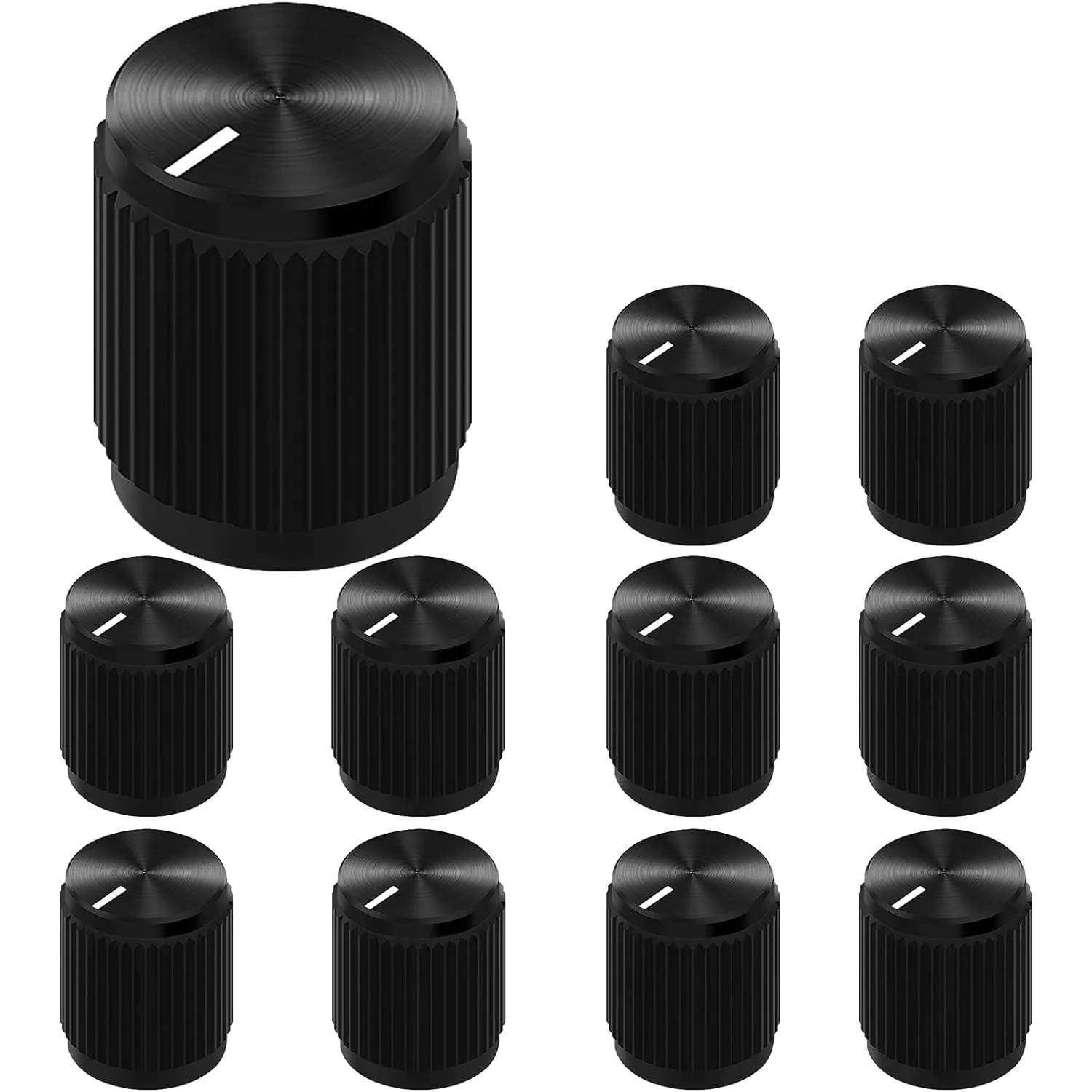 DaierTek 10PCS Guitar Effect Pedal Knob Metal Black Potentiometer Knob Anodized Aluminum Amp Pot Knob with Set Screw 1/4