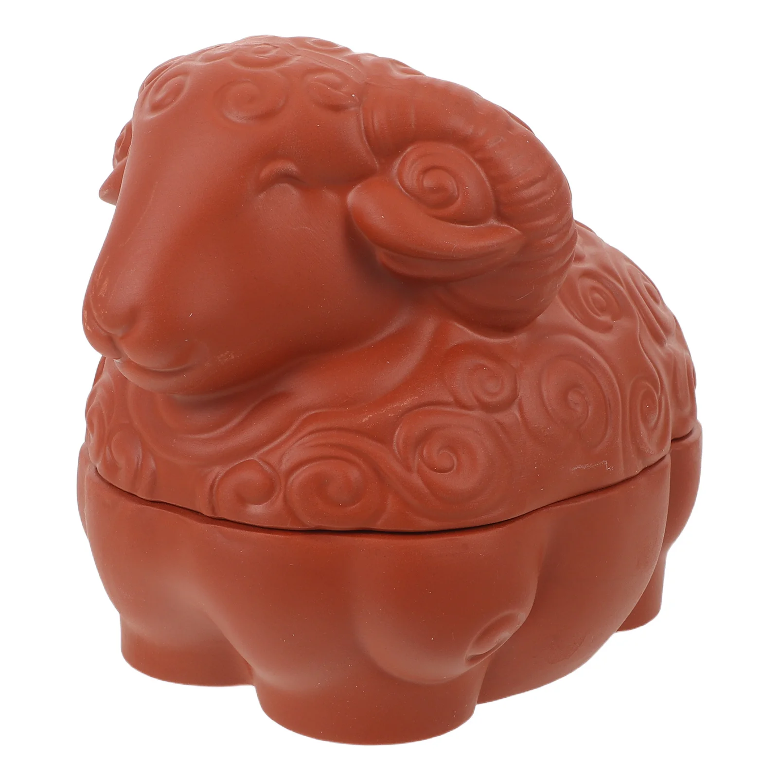 

Pottery Stew Pot Sheep Shape Small Clay Pot 300Ml for Healthy Cooking Steaming Baking Simmering Ceramic Soup Bowl Lid