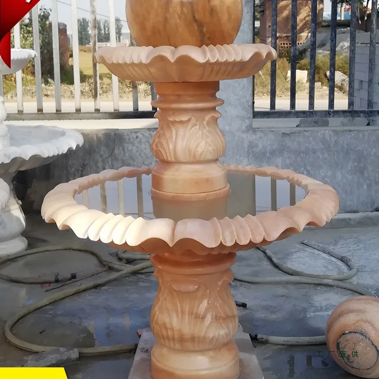 Stone carving marble fountain feng shui ball European outdoor large flowing water jet community villa courtyard