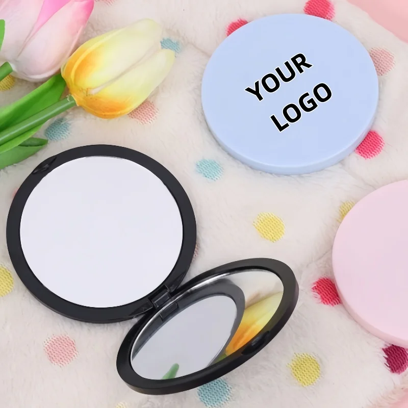 【شعار مخصص】50 قطعة مرآة دائرية مخصصة على الوجهين مناسبة لمرايا المكياج من مصنع الهدايا للمؤسسات بالجملة