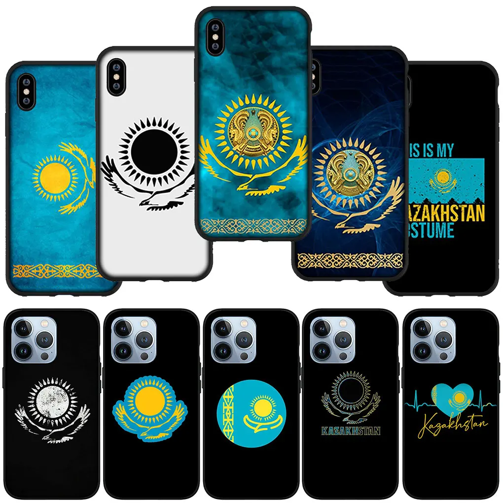 Kazakhstan Flag Soft Cover Casing for iPhone 16 15 14 13 12 Mini Pro XS Max X XR 7 8 Plus + 15+ Phone Case