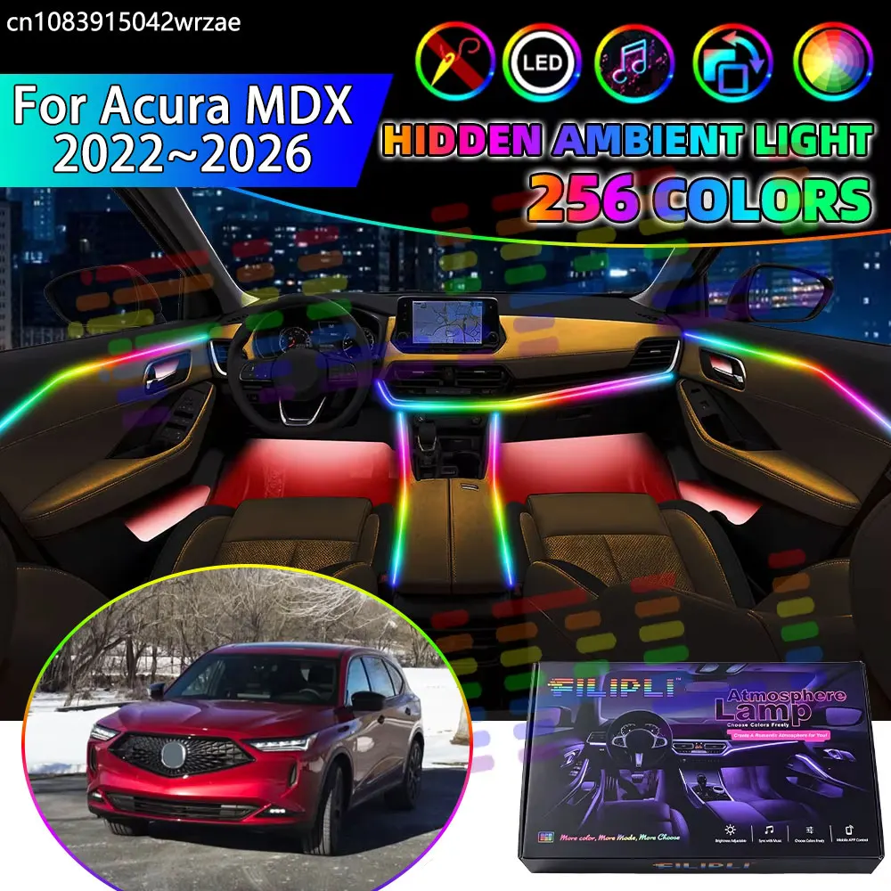 For Acura MDX 2022~2026 MK4 YD9 YD8 YE1 4th RGB Car Interior Ambient Lights Strips Breathing Lighting Kit App Control LED strips