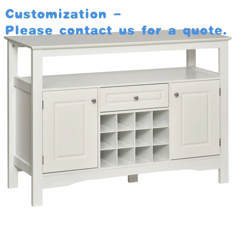 

custom.Modern Sideboard Solid Teak Wood White With Wine Rack-Customization