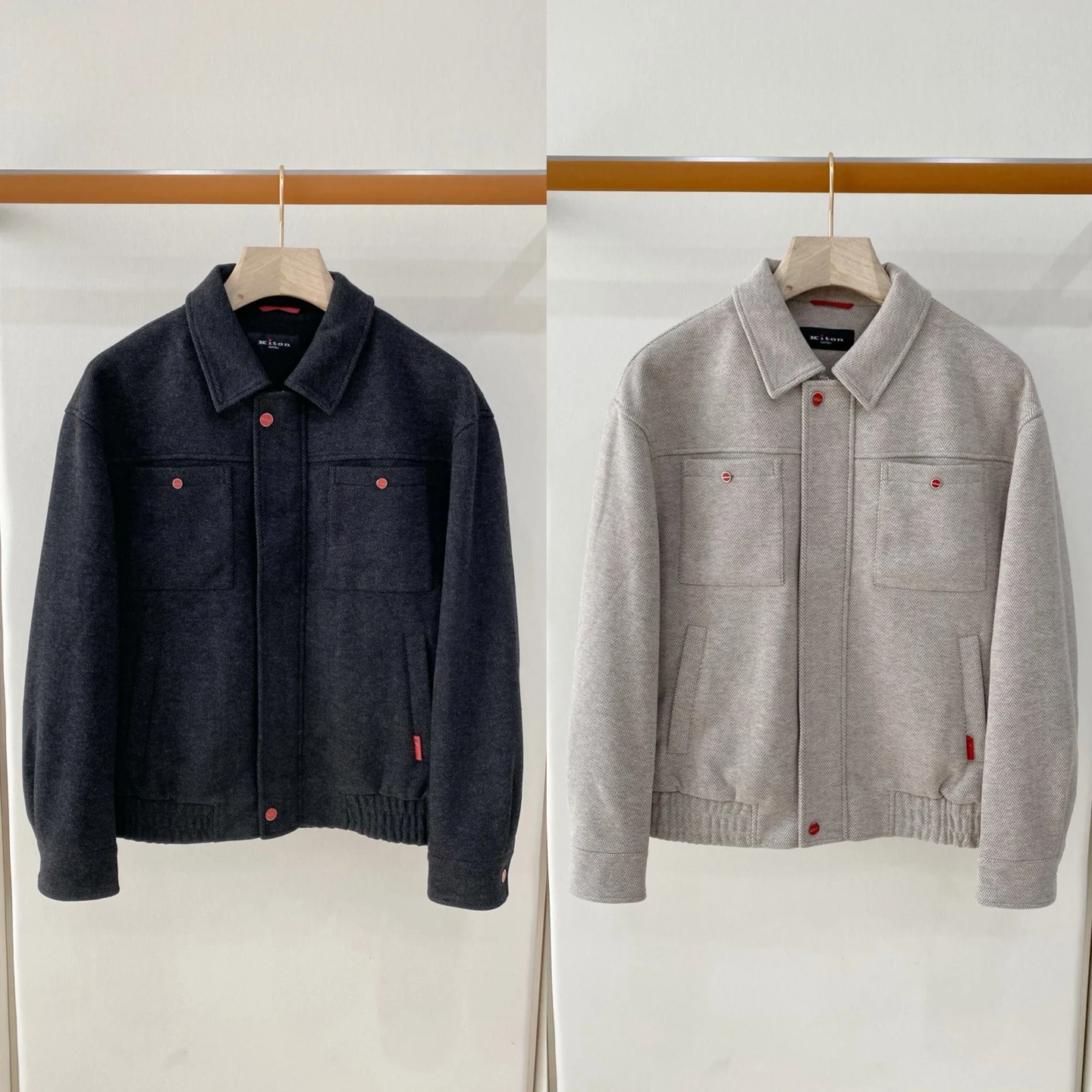 Kiton Italian wool-blend tooling zip-up jacket