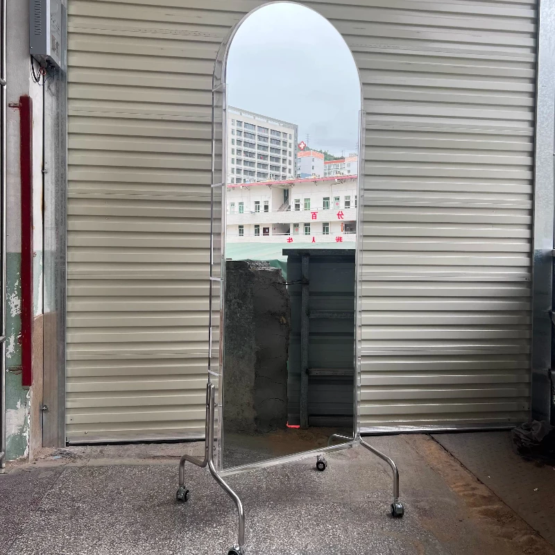 

Medieval acrylic movable pulley full-body mirror magazine rack floor-to-ceiling solid wood