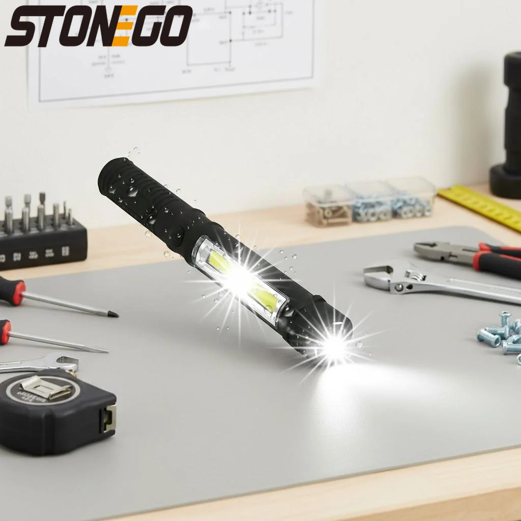 

Multifunctional COB LED Mini Pen Light Work Check Flashlight with Bottom Magnet and Clip for Self Defense Security EDC