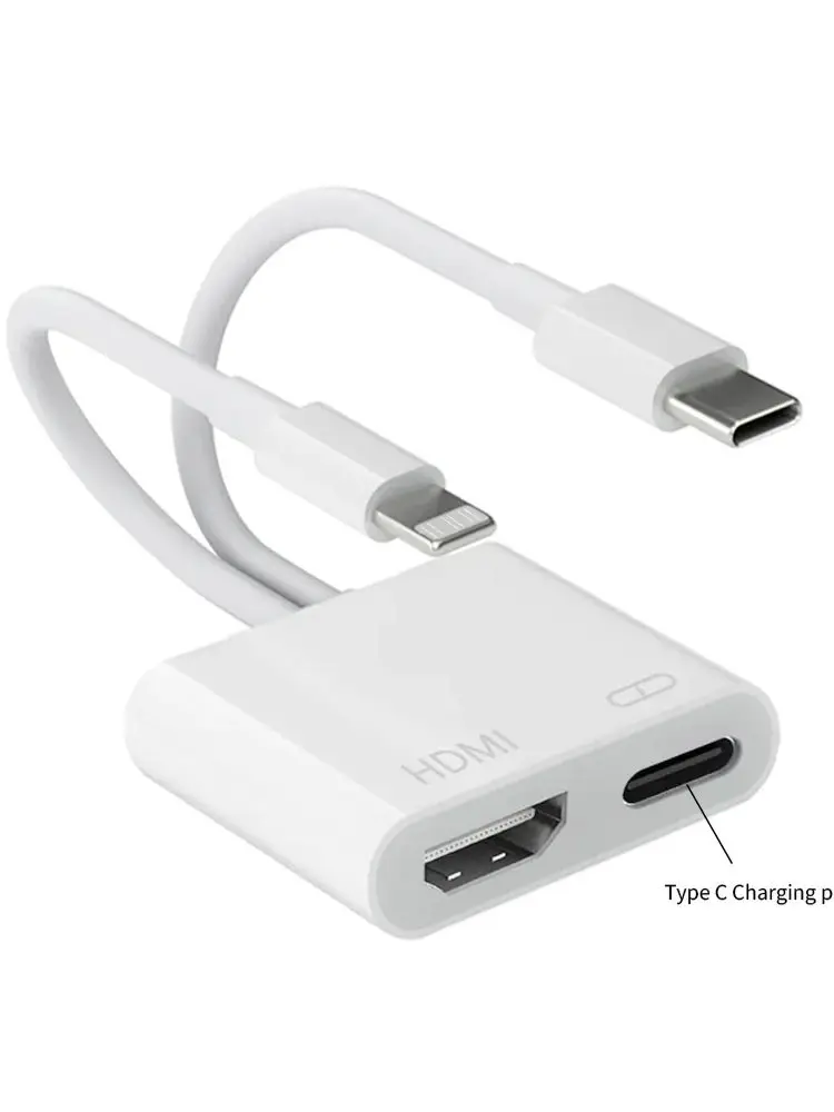 Adapter USB-C i Lightning na HDMI do synchronizacji ekranu iPhone'a z telewizorem, cyfrowy adapter AV kompatybilny z iPhone 17, 16, 15, iPad. — zdjęcie produktu 7