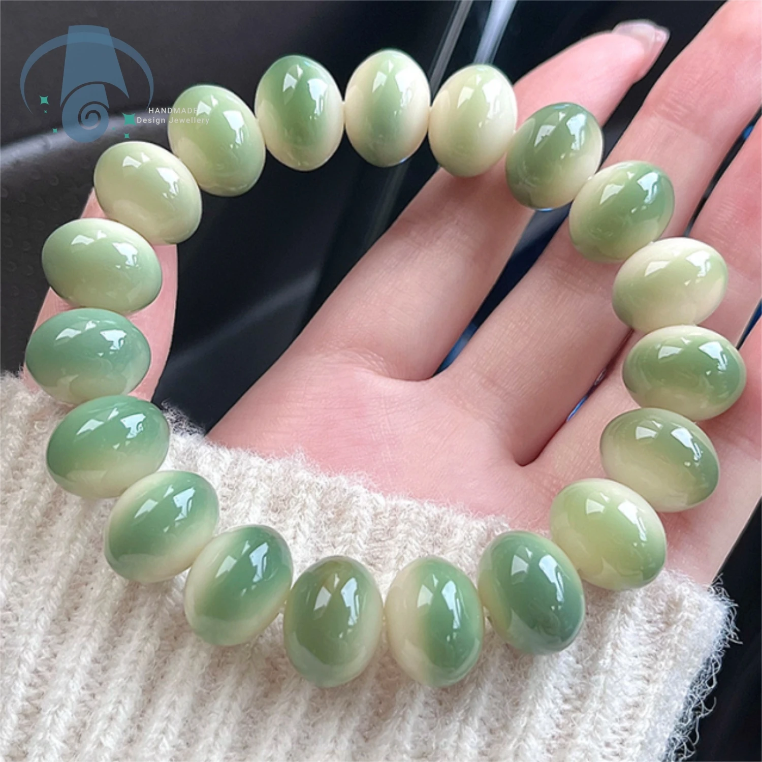 

Cream Honeydew Color Natural Bodhi Seed Mala Bracelet with Jade Like Abacus Beads for Meditation Yoga Buddhism Spiritual Practic