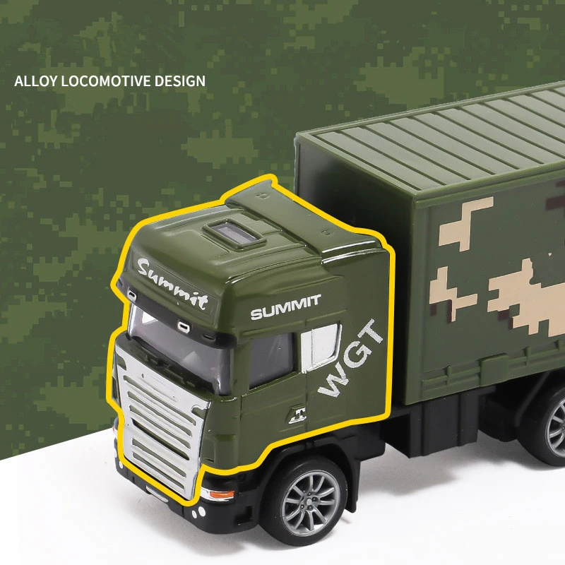 子供のためのミニシミュレートされた軍用トラックのおもちゃ,合金慣性ロケット車,輸送車両,モデル,男の子の誕生日プレゼント,1:64