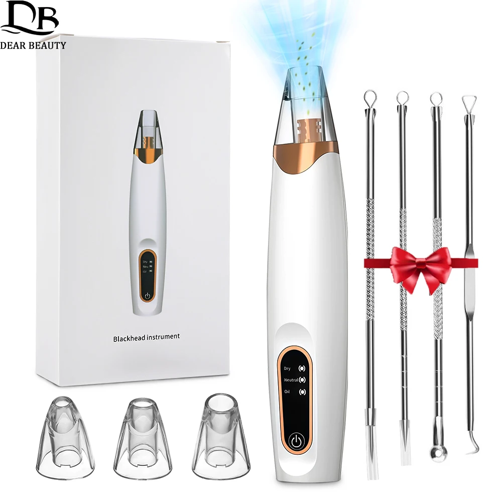 Aspirateur électrique pour points noirs, Rechargeable par USB, nettoyeur de pores du visage, points blancs, taches noires, extracteur de boutons d'acné, ensemble de soins de la peau