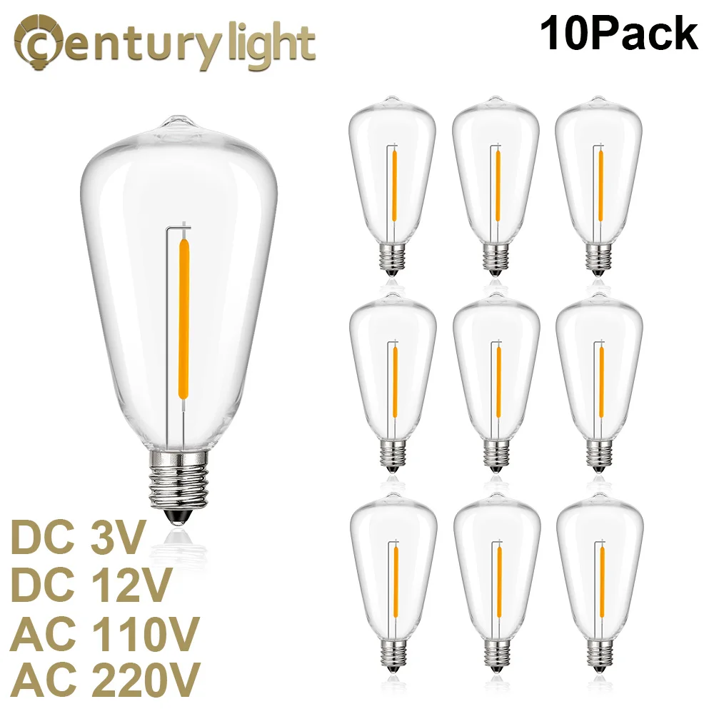 

Shatterproof ST38 Led Bulb 1W E12 DC3V DC12V AC110V AC220V Plastic Replacement Bulbs for Solar String Light Garland Camp Boat RV