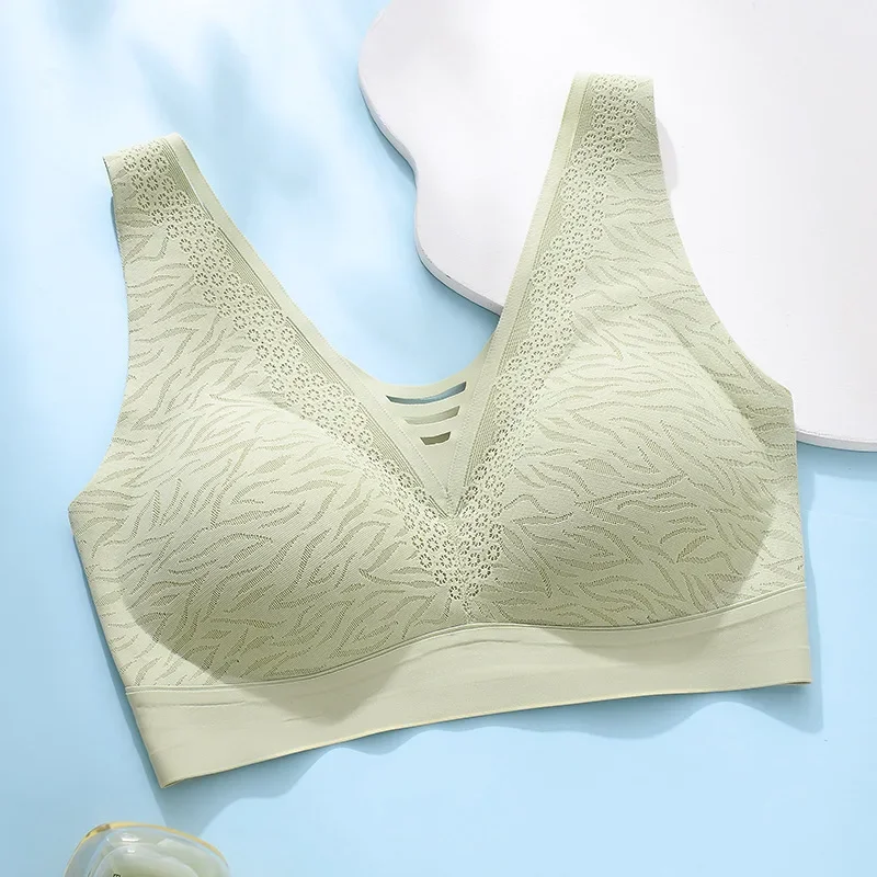 

Seamless, light, breathable underwear, fixed cup, large chest, slimming, no steel ring, anti-sagging vest-style sports bra