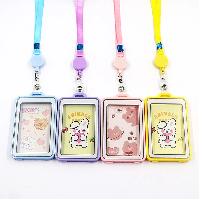 Campus Student Card Holder Easy Pull Buckle 0.5cm Thickened Card Electronic Card Id Card Bus Card Access Card Holder Lanyard