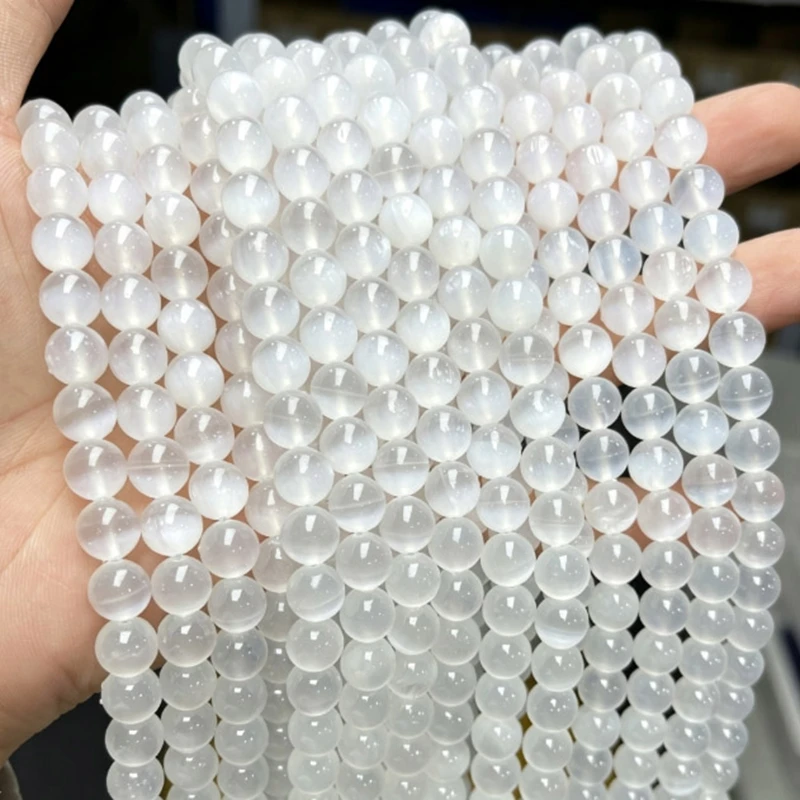 High Quality Natural Gypsum Stone Beads For Jewelry Making White Transparent Beads For Jewelry Making DIY Bracelet Accessory