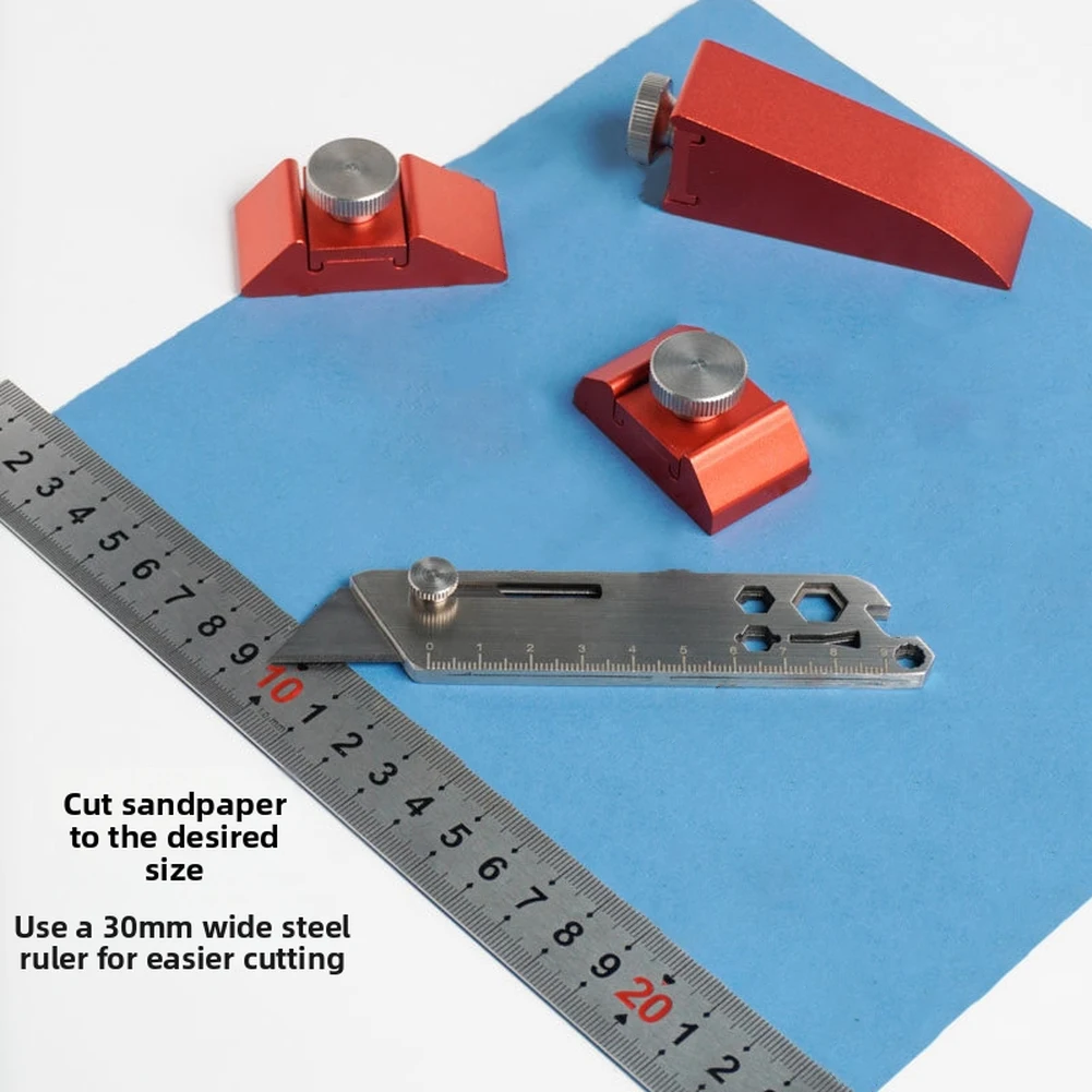 Anodized Aluminum Sanding Clamp For Woodworking Metal Polishing And Model Making With Quick Fix Slots Red