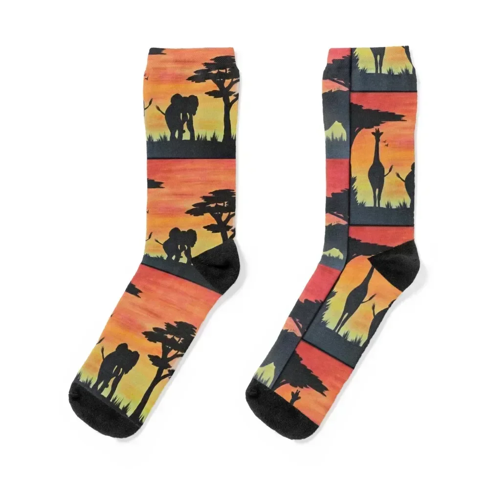 

African Safari Sunset Socks Lots hiphop loose new in's Luxury Woman Socks Men's