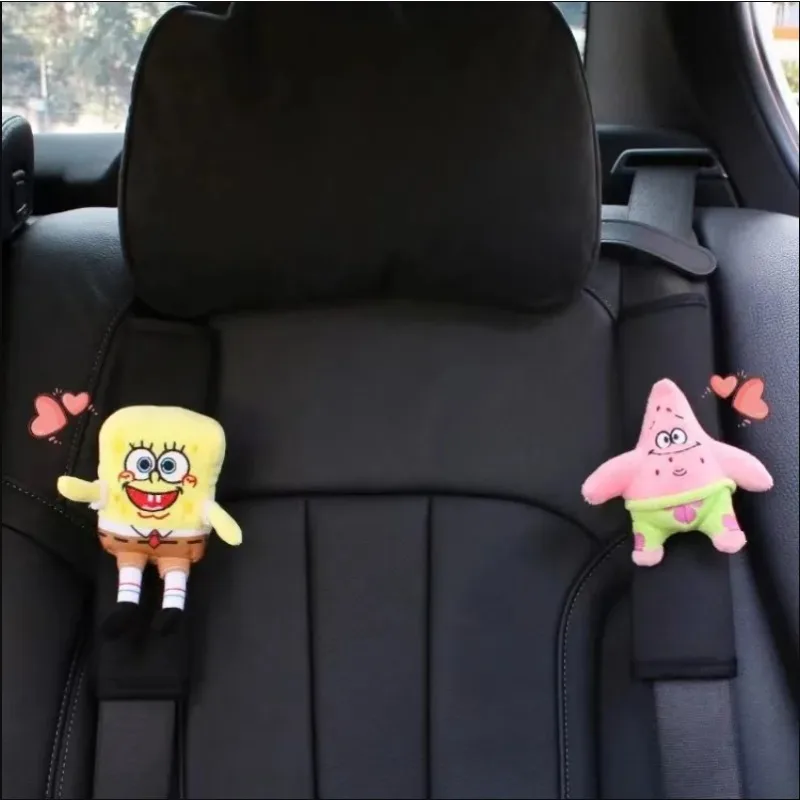 SpongeBob Car Shoulder Pad Cover Patrick Cartoon Interior Decoration Safety Belt Cover Shoulder Bag Strap Breathable Protection