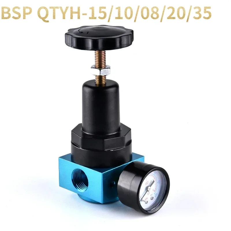 

Pneumatic units high pressure air regulator inlet port thread 1/4 3/8 1/2 inch BSP QTYH-15/10/08 0~35bar with pressure gauge