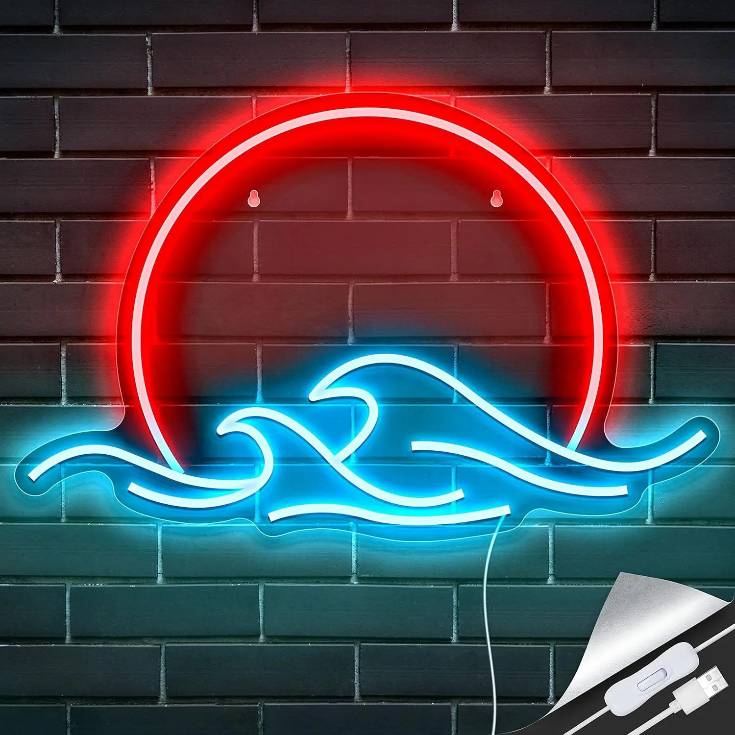 Sun Moon Star Theme Neon Sign USB LED Decor Light for Milk Tea Shop Flower Bar Lounge Wall Art Atmosphere Decorative Lamp Plaque