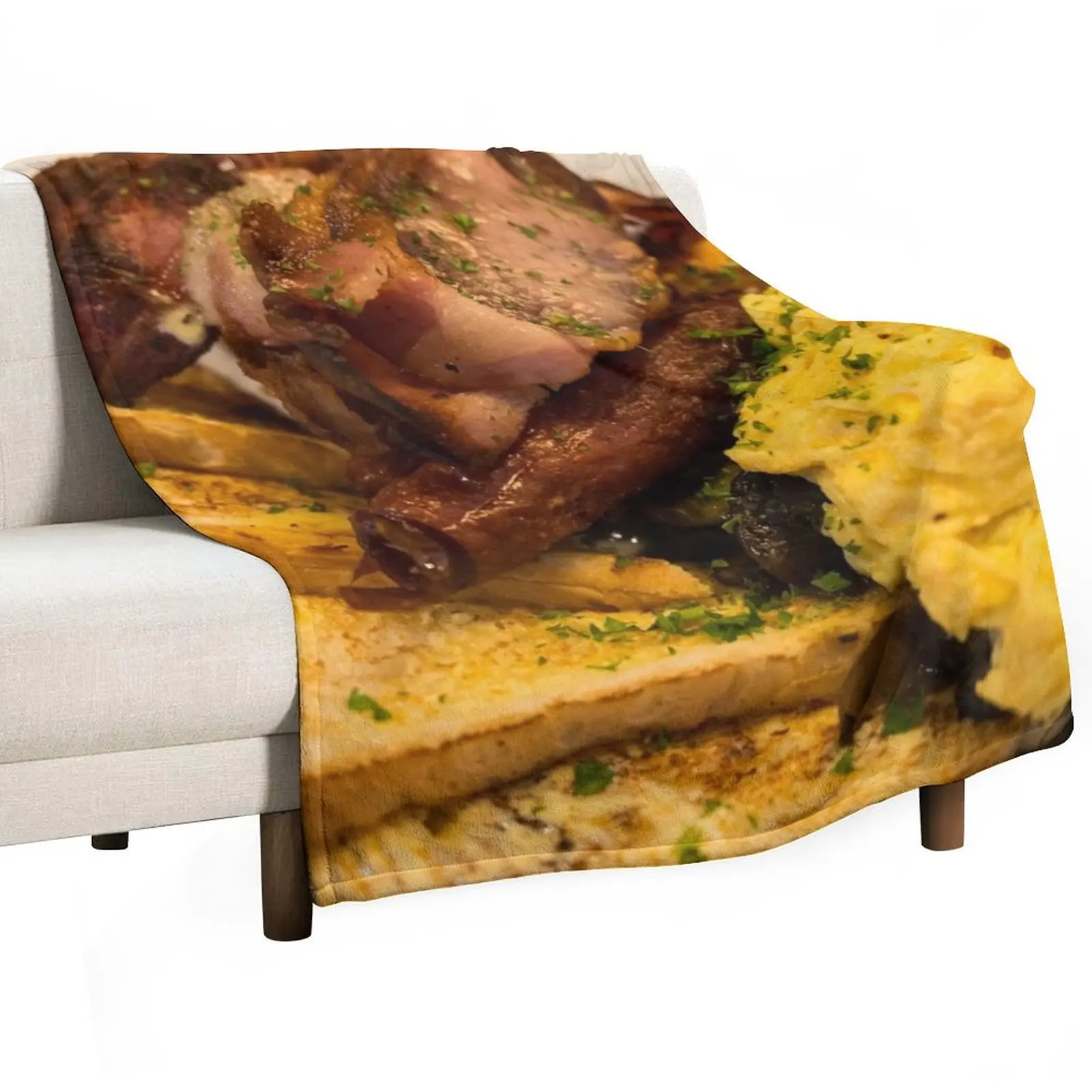 Bacon And Scrambled Eggs Throw Blanket christmas gifts Picnic Beach Blankets