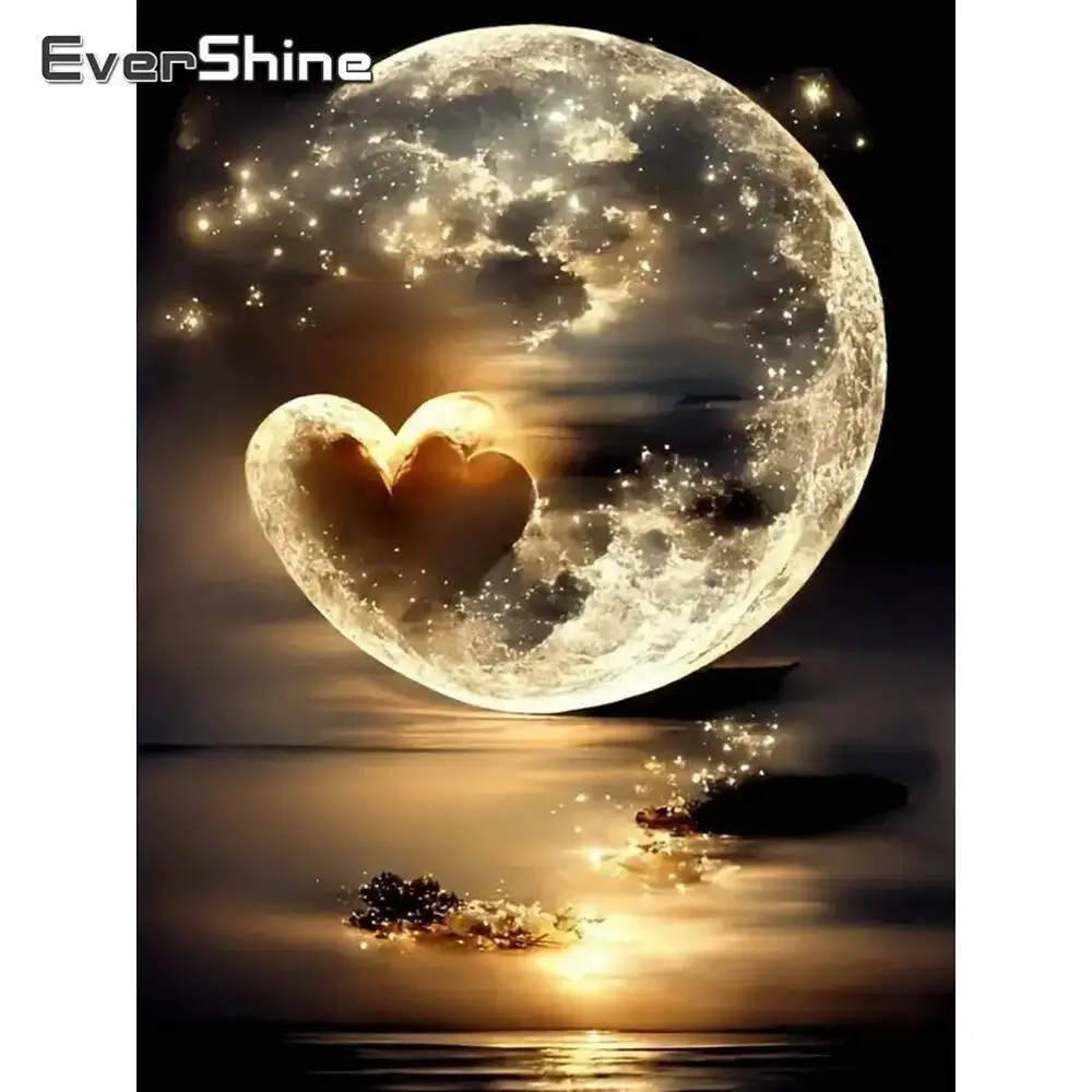 Evershine Diamond Painting Moon Landscape Picture Of Rhinestones DIY Diamond Mosaic Suitable For Beginners Handmade Gift
