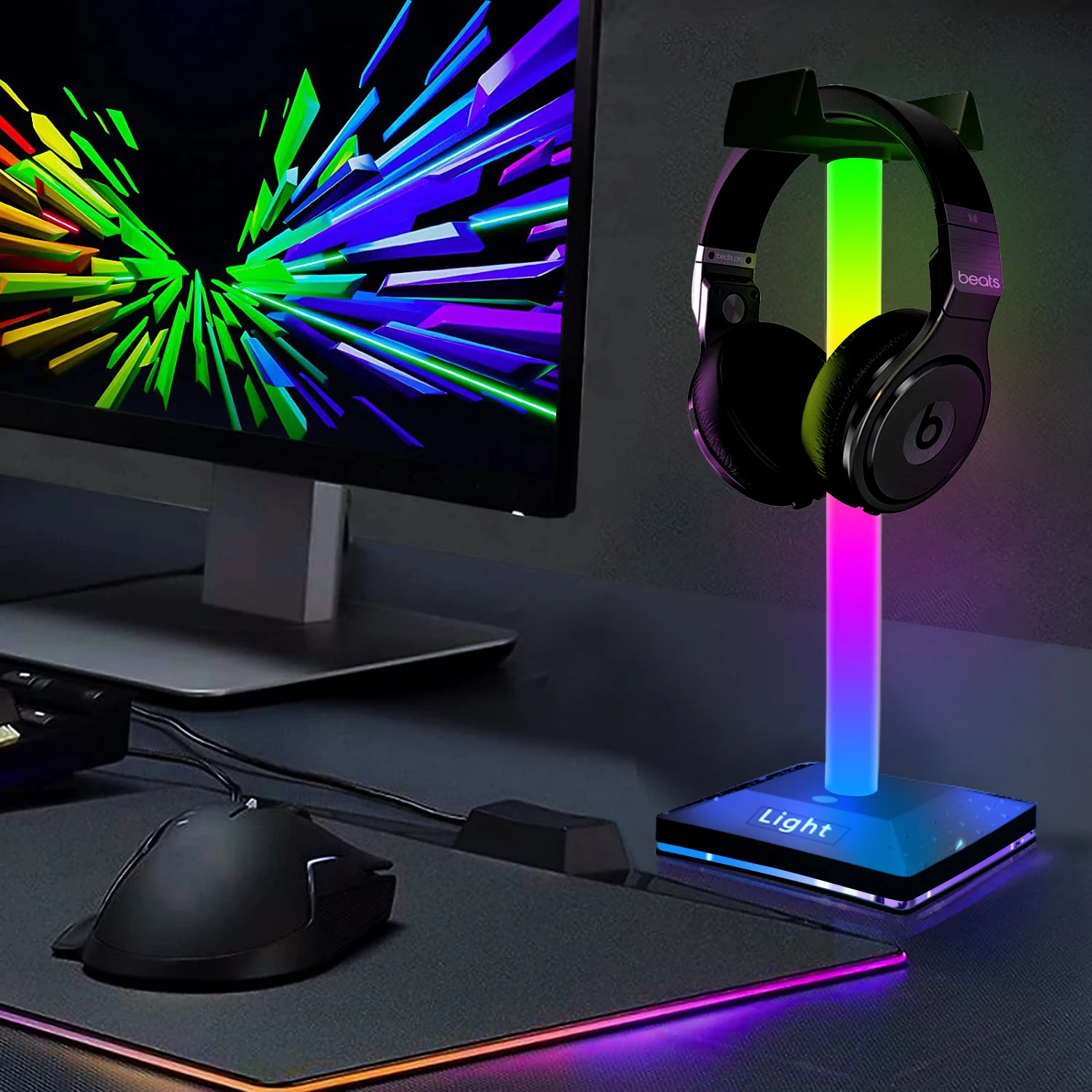 Headphone Stand Type-c USB Ports Holder Headsets Gamers PC Accessories Desk Donwof Dreamcolor Lights RGBIC LED for Gaming Room