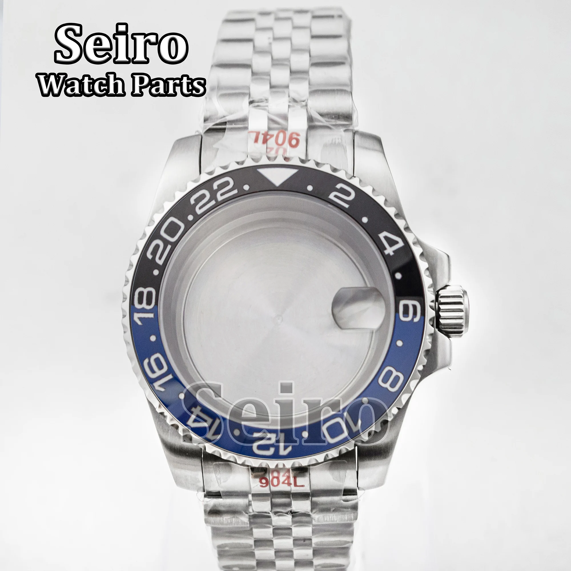 Stainless Steel 40MM Watch Case Jubilee Strap Sapphire Glass 10ATM Waterproof Silver Watchcase for GMT NH35 NH34 NH36 Movement