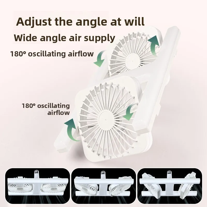 Dual Head Adjustable Angle E27 Ceiling Fan Light Remote Control LED Silent for Bedroom Living Room Kitchen Patio image 3