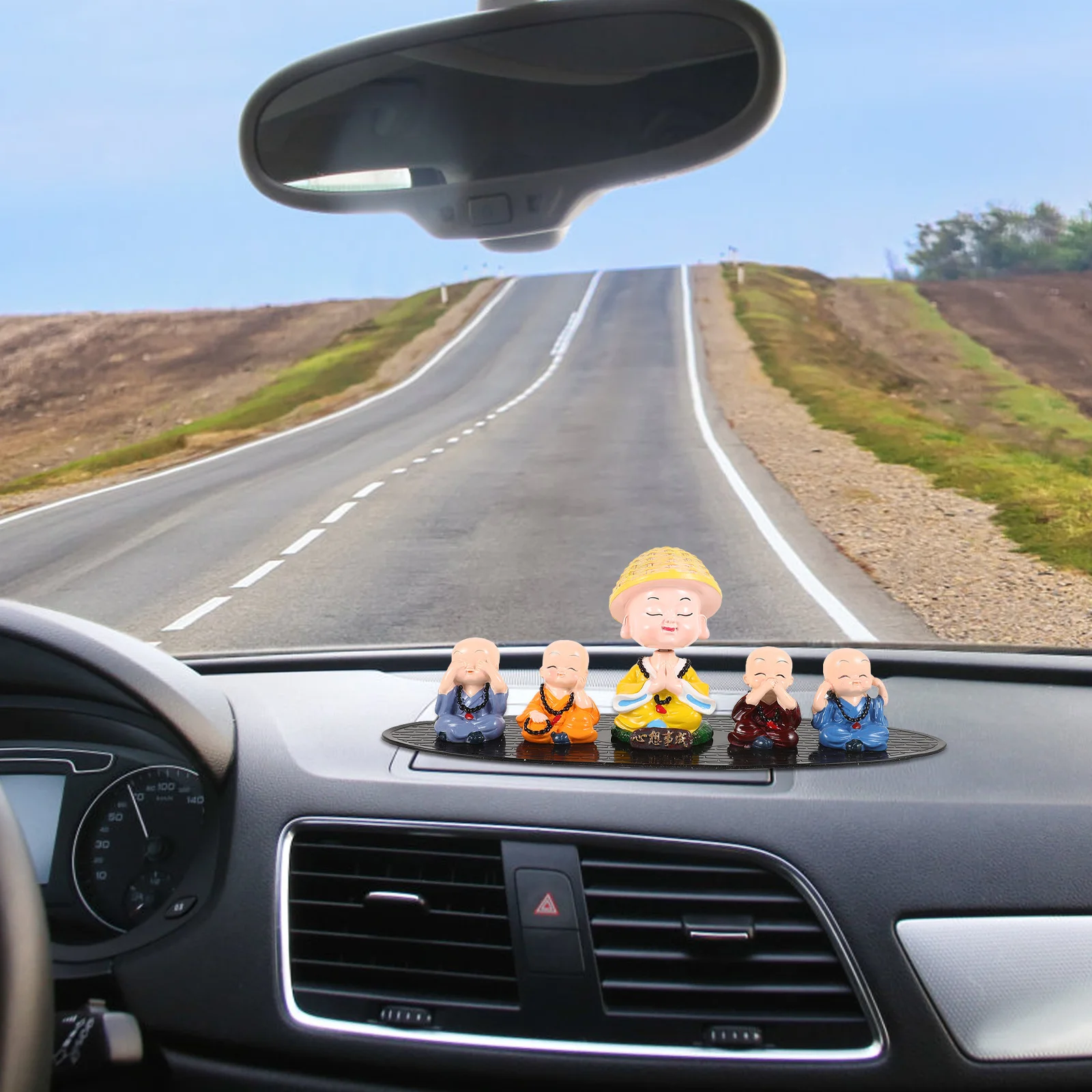 

5pcs Little Bobble Head Car Dashboard Decor Zen Monk For Blessing Resin Buddha Statue Little Buddha Monk Statue Mini Ornament