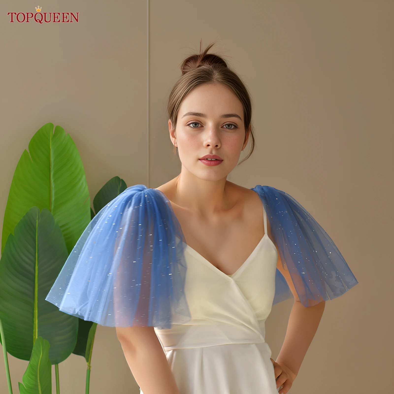 

TOPQUEEN Vg125 Свадебные рукава из тюля с пайетками, укороченный топ с элегантными съемными рукавами, аксессуары для женских платьев, настраиваемые