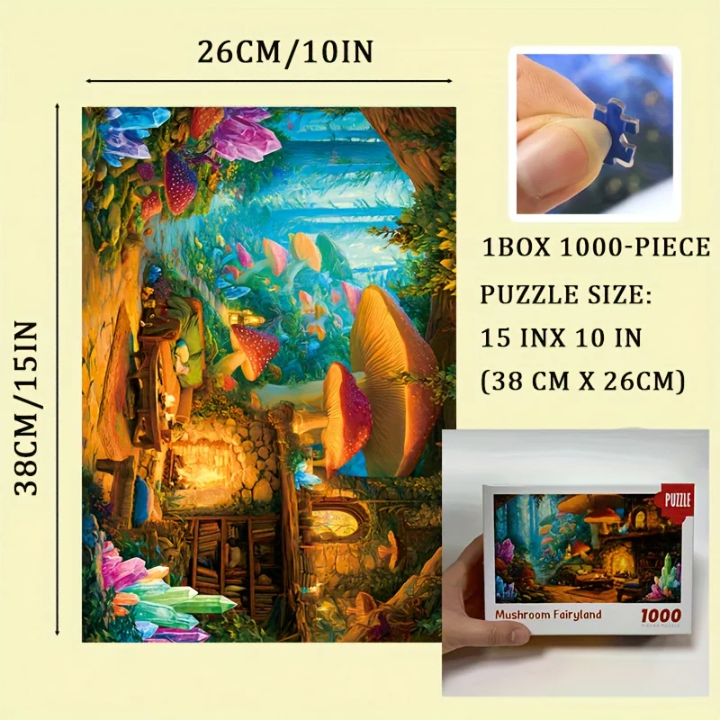 

Mushroom Wonderland 1000-Piece Mini Jigsaw Puzzle Challenging Puzzles 15 X 10 Finished Size